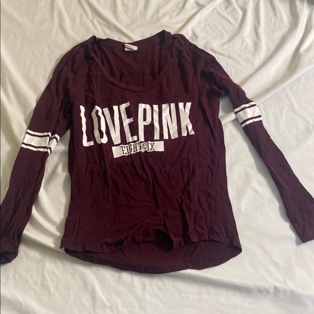 PINK Victoria's Secret Maroon Long Sleeve Tee